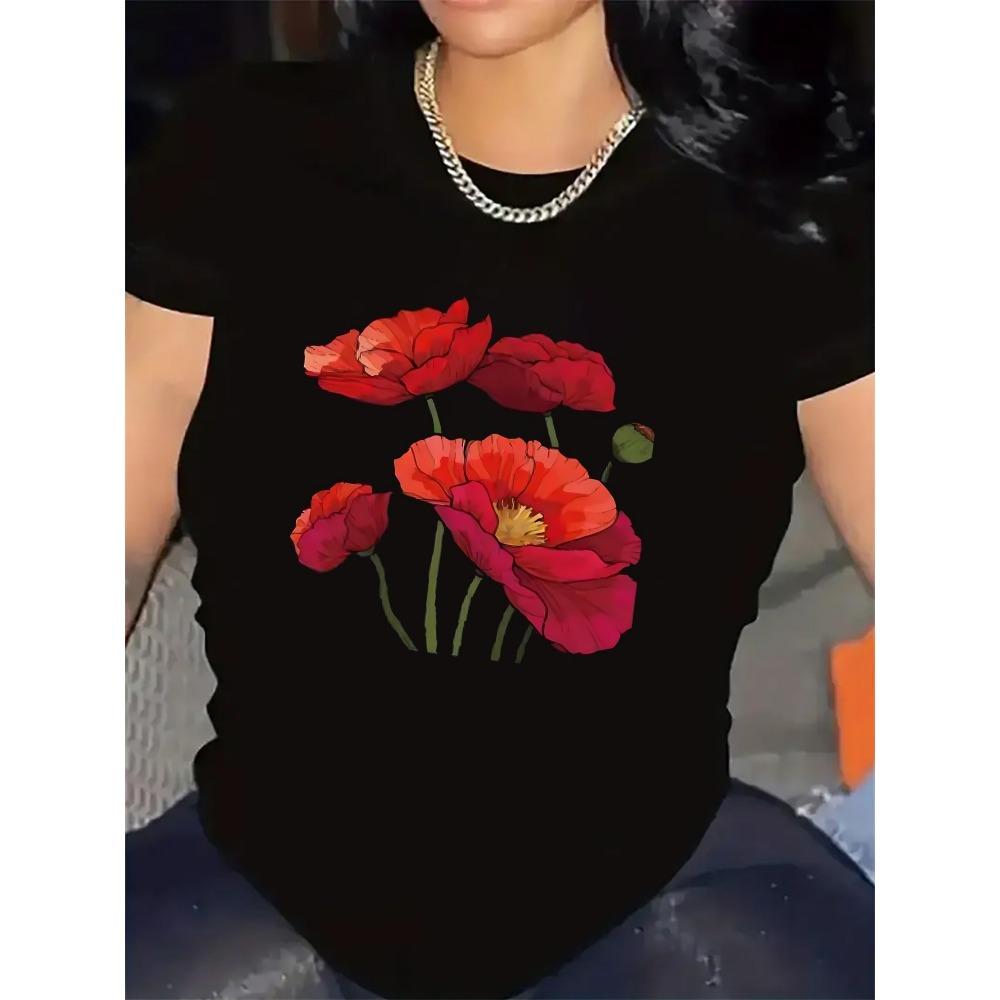 Short Sleeve T-Shirt with Red Poppy Flower Design Harajuku Sleeve Casual T-shirt Clothing Street Tops Tees Clothes S
Short Sleeve T-Shirt with Red Poppy Flower Design Harajuku Sleeve Casual T-shirt Clothing Street Tops Tees Clothes S