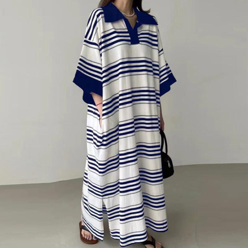 ZANZEA Женские летние платья с воротником-рубашкой в полоску с коротким рукавом 4XL тёмно-синий
ZANZEA Женские летние платья с воротником-рубашкой в полоску с коротким рукавом 4XL тёмно-синий