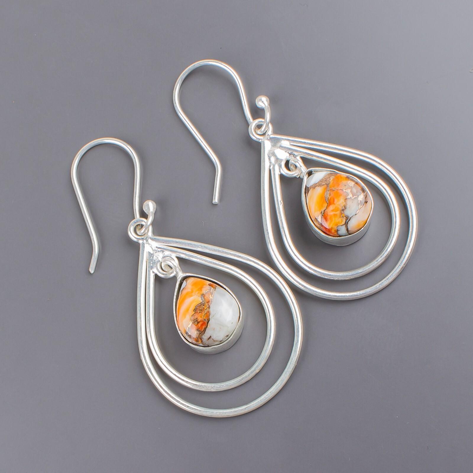 Orange Copper Turquoise Gemstone 925 Sterling Silver Handcrafted Earrings 2.00 EE-34-37
Orange Copper Turquoise Gemstone 925 Sterling Silver Handcrafted Earrings 2.00 EE-34-37
