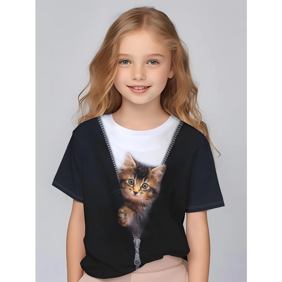 Креативные футболки с графическим принтом «Мультяшный кот и медведь», удобная футболка с круглым вырезом и коротким рукавом, детская одежда, летние топы для девочек 130
Креативные футболки с графическим принтом «Мультяшный кот и медведь», удобная футболка с круглым вырезом и коротким рукавом, детская одежда, летние топы для девочек 130