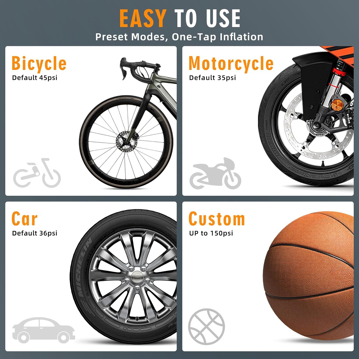 MINI9 Portable Air Compressor, 150PSI High-Pressure Cordless Bicycle Pump with Digital Gauge & Tail Light, Auto Stop for MTB, E- United States
MINI9 Portable Air Compressor, 150PSI High-Pressure Cordless Bicycle Pump with Digital Gauge & Tail Light, Auto Stop for MTB, E- United States