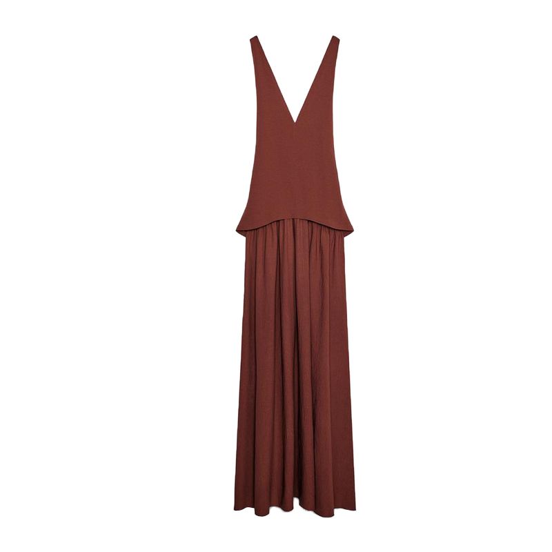 Spring and Summer New Women s Clothing French Deep V-neck Stitching Elegant Long Sleeveless Midi Skirt Dress 1165211 Brown L
Spring and Summer New Women s Clothing French Deep V-neck Stitching Elegant Long Sleeveless Midi Skirt Dress 1165211 Brown L