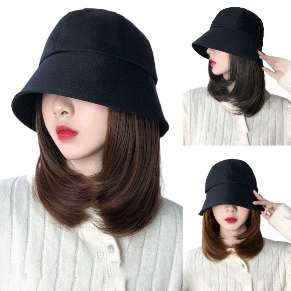 Bucket Hat Fisherman Hat Wig Synthetic Summer Sunshade Cap Wig Short Straight Hair Hat Wigs Women коричневий/чорний
Bucket Hat Fisherman Hat Wig Synthetic Summer Sunshade Cap Wig Short Straight Hair Hat Wigs Women коричневий/чорний