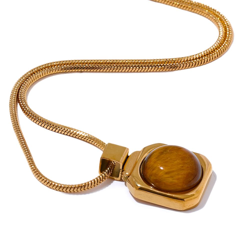 Yhpup High Quality Natural Tiger Stone Square Pendant Necklace Rust Proof Gold Color Fashion Collar Versatile Jewelry Gift
Yhpup High Quality Natural Tiger Stone Square Pendant Necklace Rust Proof Gold Color Fashion Collar Versatile Jewelry Gift
