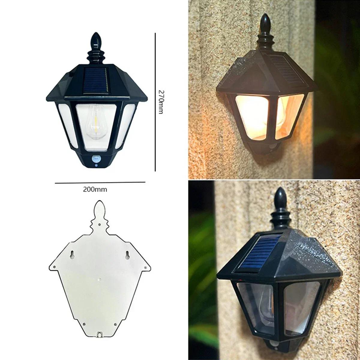 Світлодіодний вуличний сонячний настінний світильник з датчиком руху Людини Ретро-лампа з живленням від сонячної енергії Водонепроникний Декоративний настінний світильник для Вілли Саду Балкона Warm White
Світлодіодний вуличний сонячний настінний світильник з датчиком руху Людини Ретро-лампа з живленням від сонячної енергії Водонепроникний Декоративний настінний світильник для Вілли Саду Балкона Warm White