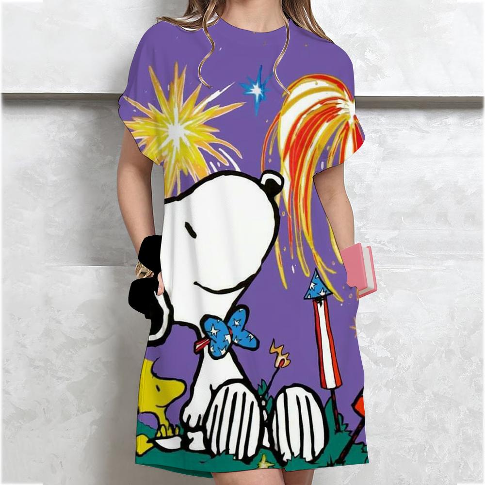 Жіноча вільна літня сукня з коротким рукавом великого розміру з принтом Snoopy, міні-сукня в стилі футболки, літня повсякденна вільна сукня M
Жіноча вільна літня сукня з коротким рукавом великого розміру з принтом Snoopy, міні-сукня в стилі футболки, літня повсякденна вільна сукня M