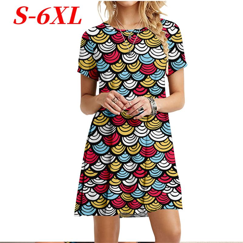 Size S-6XL 3D Fish Scales Print Dresses Summer Beach Dress Women Short Sleeve Dress Casual O-Neck Ladies Plus Size Dress Vestido 6XL
Size S-6XL 3D Fish Scales Print Dresses Summer Beach Dress Women Short Sleeve Dress Casual O-Neck Ladies Plus Size Dress Vestido 6XL