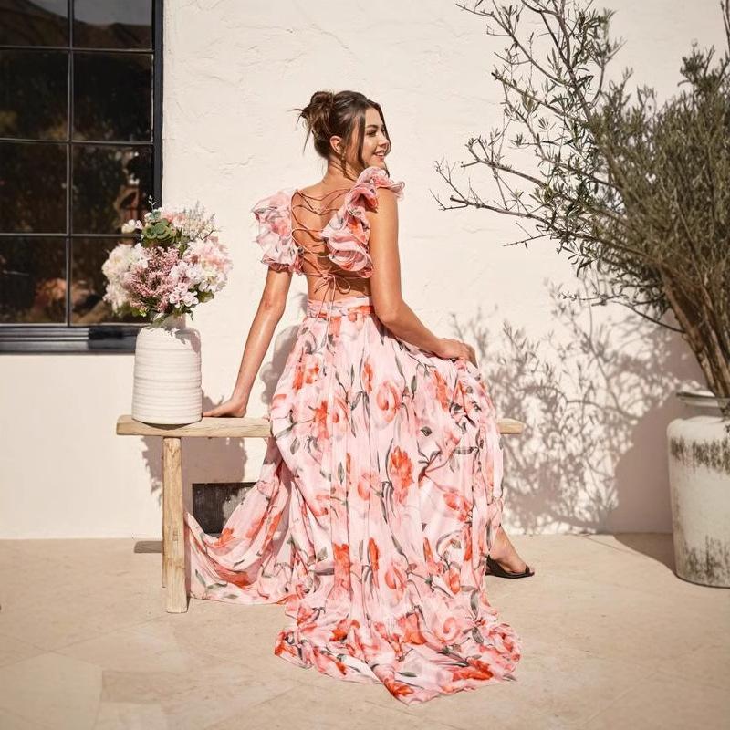 Платье миди без рукавов с V-образным вырезом и оборками по подолу с цветочным принтом в розовом, голубом, зеленом, желтом - Женское летнее повседневное платье S розовый
Платье миди без рукавов с V-образным вырезом и оборками по подолу с цветочным принтом в розовом, голубом, зеленом, желтом - Женское летнее повседневное платье S розовый