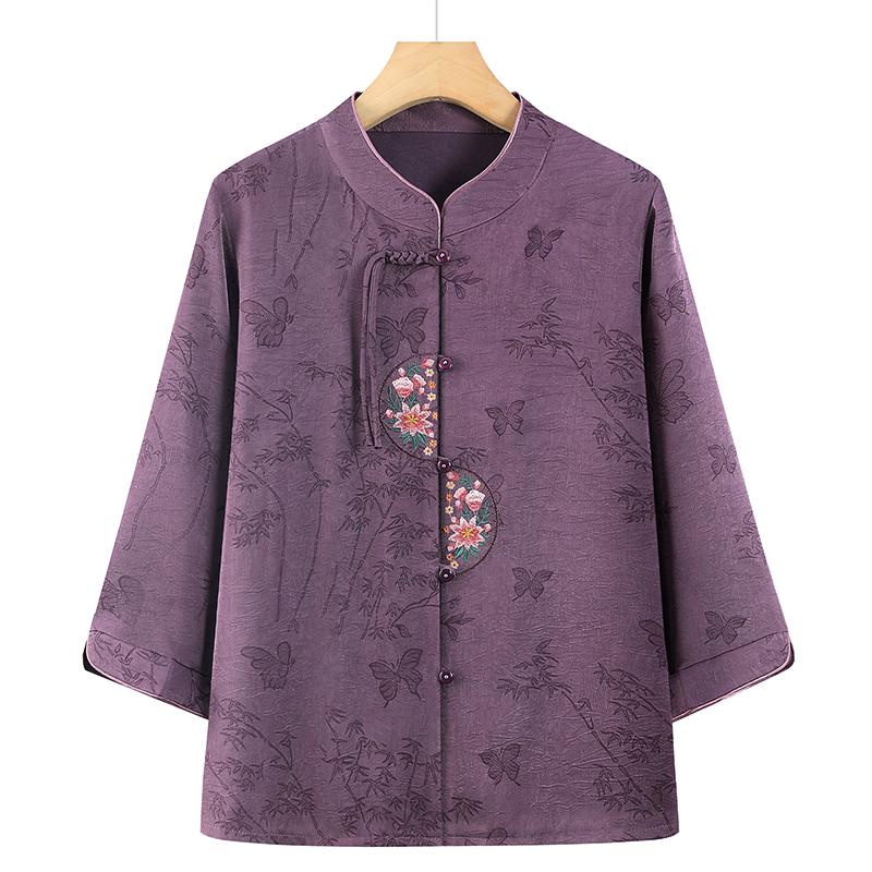 Elegant Spring/Summer Tang Suit Blouse for Mothers - Grandma-Style Wedding Shirt for Middle-Aged and Elderly Women 3XL (115-130 jin)
Elegant Spring/Summer Tang Suit Blouse for Mothers - Grandma-Style Wedding Shirt for Middle-Aged and Elderly Women 3XL (115-130 jin)