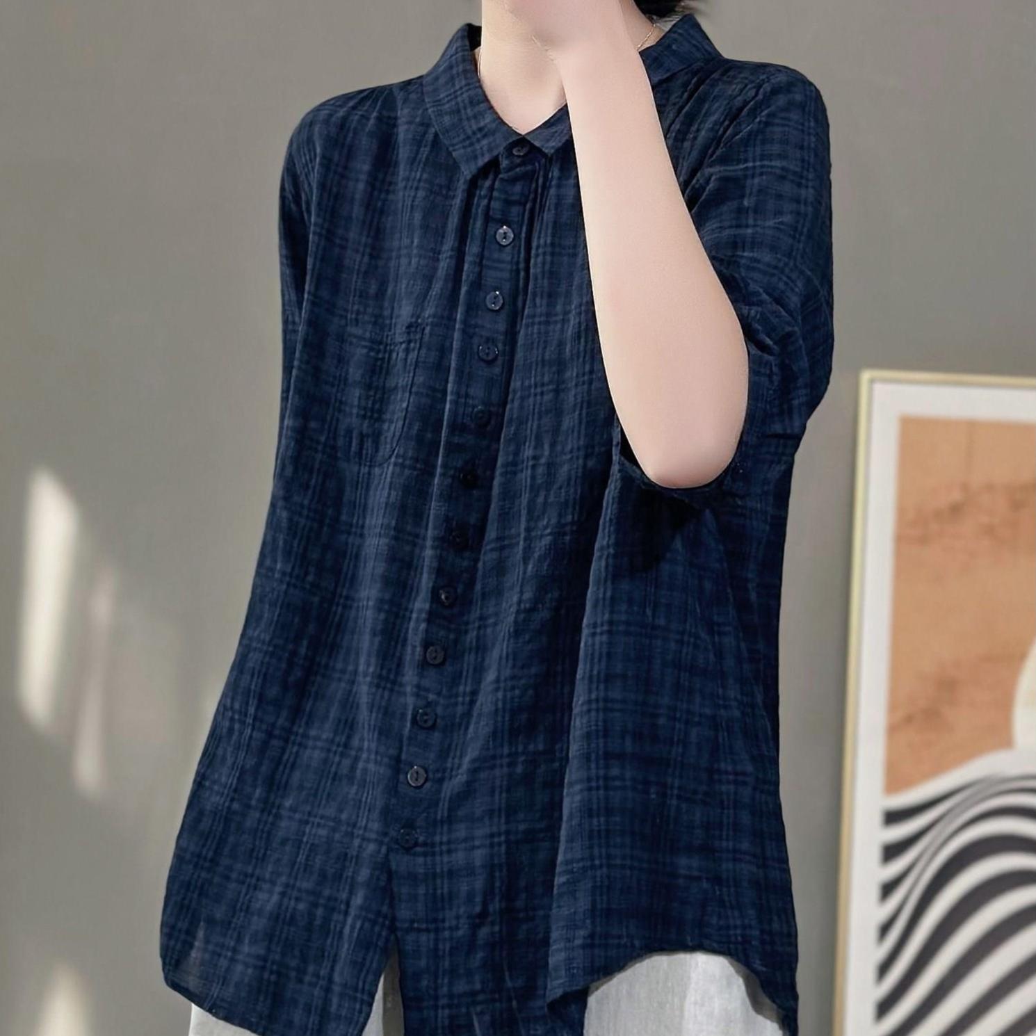 Однотонная рубашка с рукавами пять четвертей для женщин, летняя винтажная художественная однобортная модная свободная рубашка 3XL темно-синий
Однотонная рубашка с рукавами пять четвертей для женщин, летняя винтажная художественная однобортная модная свободная рубашка 3XL темно-синий