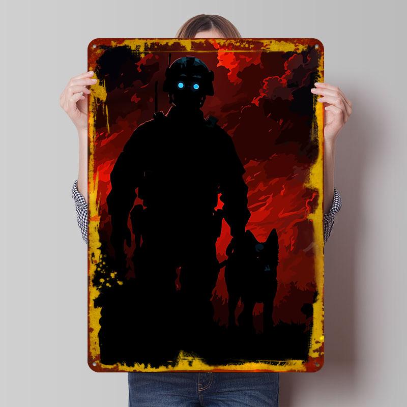 Soldier and Dog Silhouette Metal Poster Customized Wall Art Retro Vintage Tinplate Signs for Wand Deko Bedroom Decoration Room 7.9x11.8In(20x30cm)
Soldier and Dog Silhouette Metal Poster Customized Wall Art Retro Vintage Tinplate Signs for Wand Deko Bedroom Decoration Room 7.9x11.8In(20x30cm)