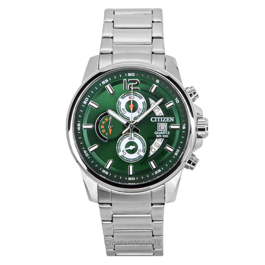 Мужские часы Citizen Chronograph из нержавеющей стали с зеленым циферблатом, кварцевые AN3690-56X 100M зелёный
Мужские часы Citizen Chronograph из нержавеющей стали с зеленым циферблатом, кварцевые AN3690-56X 100M зелёный