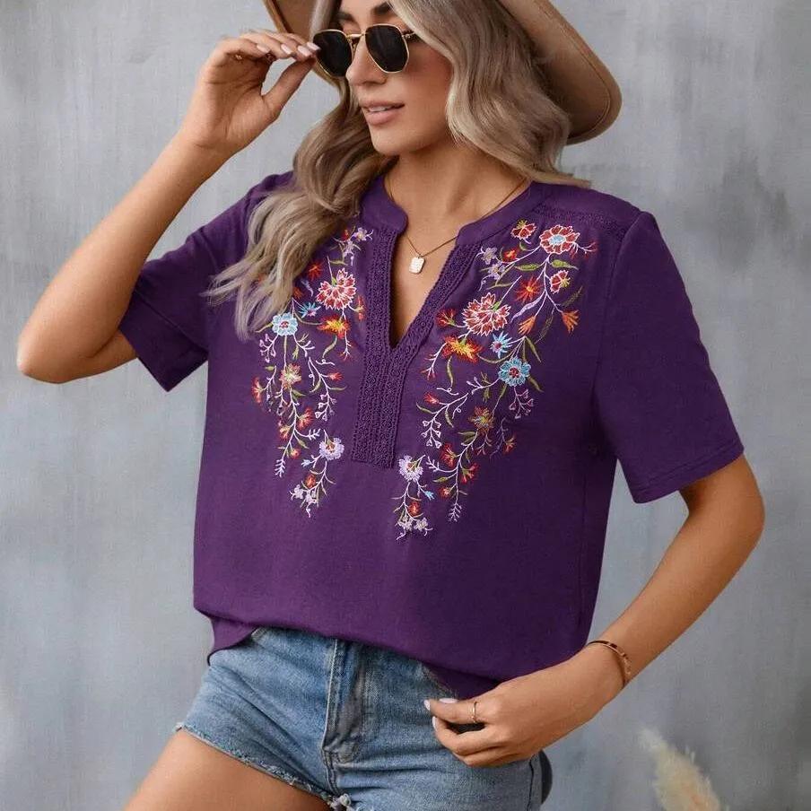 Casual Loose Floral Blouses for Women Summer Vintage Women s Short Sleeve Shirts Lace Patchwork Blouse Embroid Tops XXL фіолетовий
Casual Loose Floral Blouses for Women Summer Vintage Women s Short Sleeve Shirts Lace Patchwork Blouse Embroid Tops XXL фіолетовий