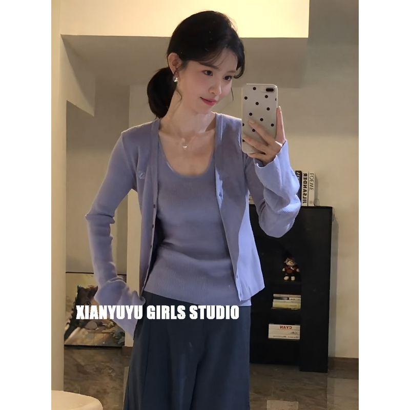 Xianyuyu Korean Style Gentle Knitted Sleeveless Vest for Women, Autumn Thin Knitted Cardigan Jacket Fashion Set Purple Two-Piece Set S
Xianyuyu Korean Style Gentle Knitted Sleeveless Vest for Women, Autumn Thin Knitted Cardigan Jacket Fashion Set Purple Two-Piece Set S
