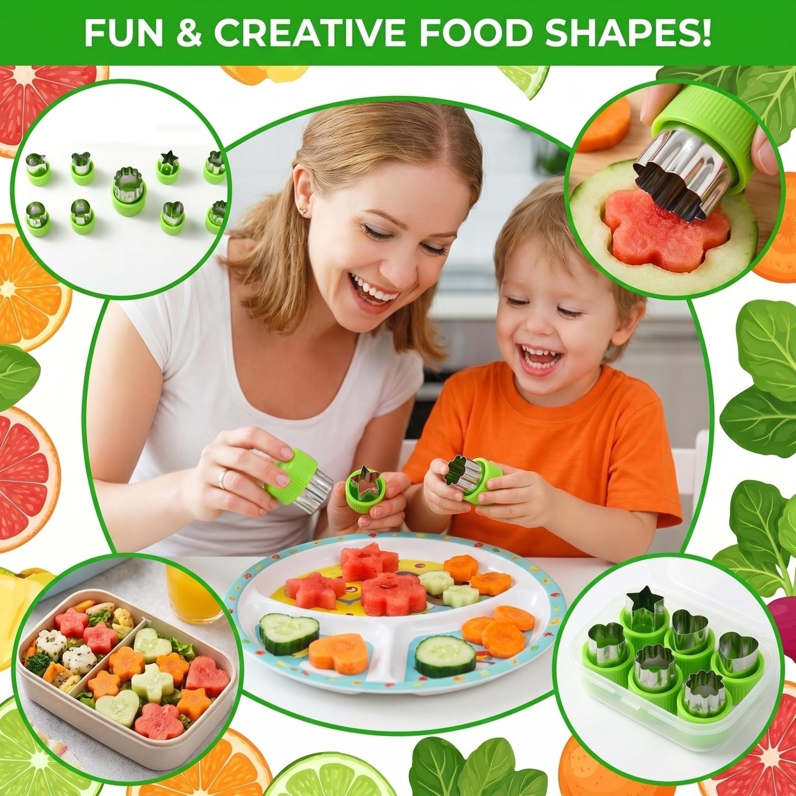 9 Piece Vegetable Fruit Cutter Set Stainless Steel Fruit And Vegetable Molds Kitchen Tools For Food Decoration And Crafting One Size зелений
9 Piece Vegetable Fruit Cutter Set Stainless Steel Fruit And Vegetable Molds Kitchen Tools For Food Decoration And Crafting One Size зелений