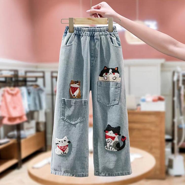 Design Children Cat Embroidered Printed Jeans for Girls High Fashion Streetwear Denim Pants Kids Trendy Cartoon Trousers 170
Design Children Cat Embroidered Printed Jeans for Girls High Fashion Streetwear Denim Pants Kids Trendy Cartoon Trousers 170