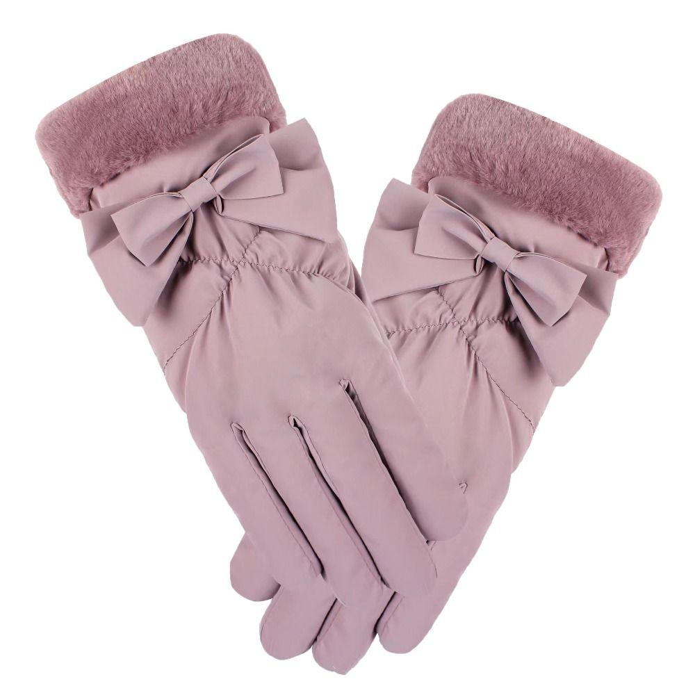 Waterproof Bow Women Gloves Windproof Cycling Mittens Elegant Winter Warm Gloves Student фіолетовий 
Waterproof Bow Women Gloves Windproof Cycling Mittens Elegant Winter Warm Gloves Student фіолетовий