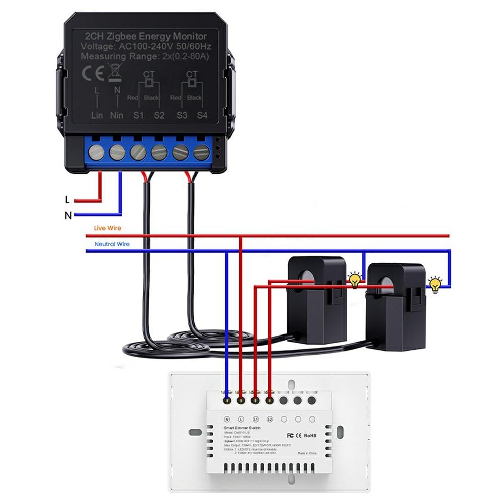 ZWPM16-2CH Tuya Zigbee Energy Monitor 80A Current Smart Meter Real Time Power Statistics APP Control Type A
ZWPM16-2CH Tuya Zigbee Energy Monitor 80A Current Smart Meter Real Time Power Statistics APP Control Type A