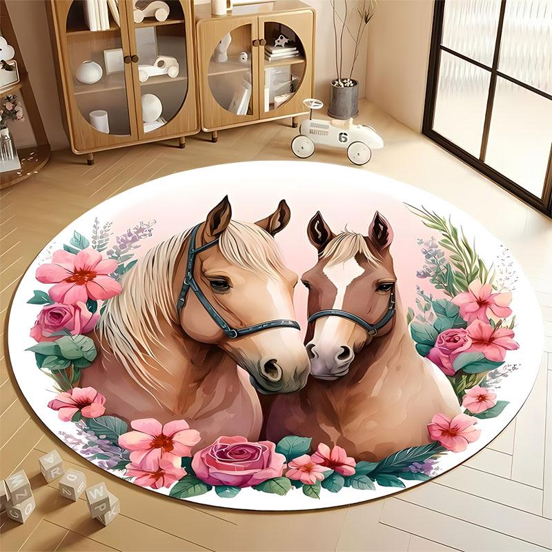 Floral Horse Lovers Round Rug for Cozy Spaces round carpet for home sofa bedroom, gift Diameter 60cm
Floral Horse Lovers Round Rug for Cozy Spaces round carpet for home sofa bedroom, gift Diameter 60cm