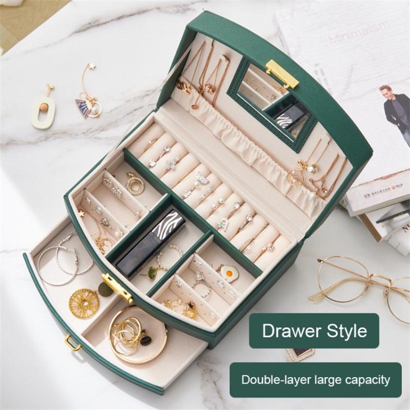 Dual Layer Jewelry Box Organizer Earring Rings Storage Display PU Leather Case,20x16x10cm Blackish Green
Dual Layer Jewelry Box Organizer Earring Rings Storage Display PU Leather Case,20x16x10cm Blackish Green