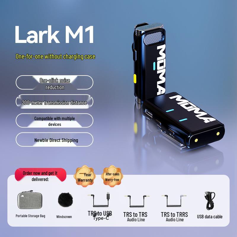 Mengma Lark M1 Wireless Microphone, Dual Lapel Clip, Noise Reduction for Phone and Camera.
Mengma Lark M1 Wireless Microphone, Dual Lapel Clip, Noise Reduction for Phone and Camera.