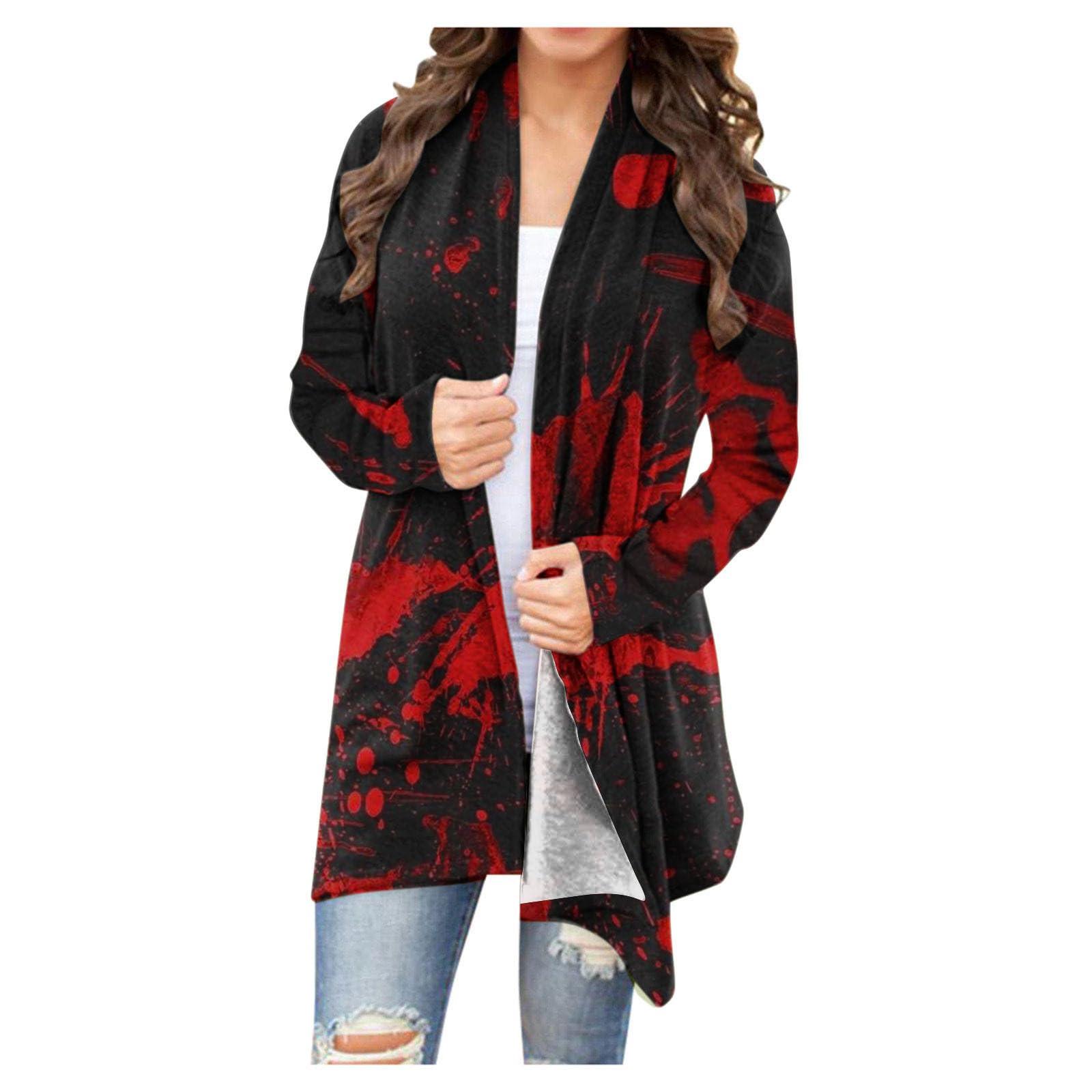 Женская модная повседневная куртка-кардиган средней длины с длинным рукавом и принтом на Хэллоуин XL красный
Женская модная повседневная куртка-кардиган средней длины с длинным рукавом и принтом на Хэллоуин XL красный