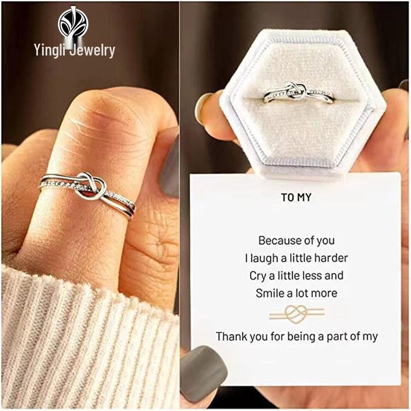 Deli S925 Sterling Silver Heart-Shaped Open Ring for Women - Double-Layer Knot Design, Light Luxury, Niche, High-End Adjustable Open
Deli S925 Sterling Silver Heart-Shaped Open Ring for Women - Double-Layer Knot Design, Light Luxury, Niche, High-End Adjustable Open