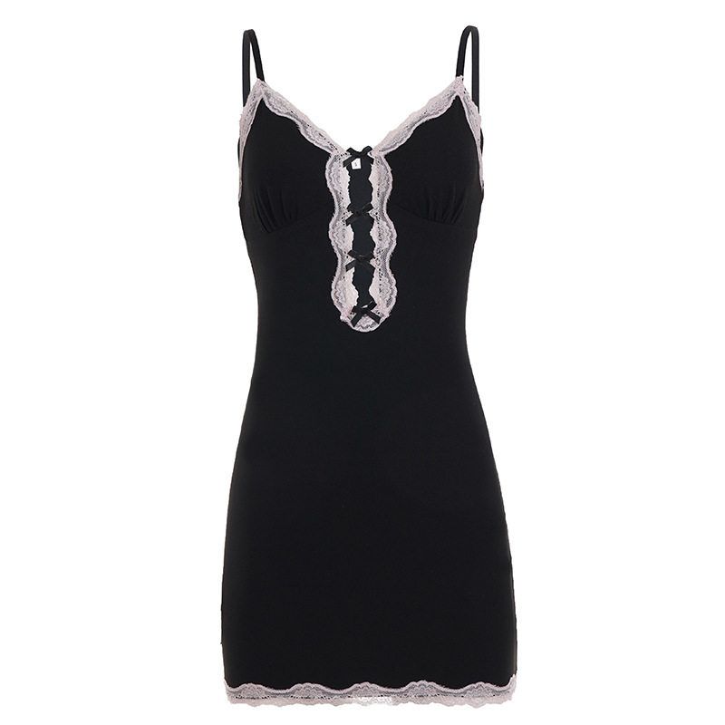 European and American Hot Girl Style Y2K Fashion Sexy Suspender Dress with Lace Splicing, Bowknot, Hollow-Out Bodycon Short Dress Black S
European and American Hot Girl Style Y2K Fashion Sexy Suspender Dress with Lace Splicing, Bowknot, Hollow-Out Bodycon Short Dress Black S