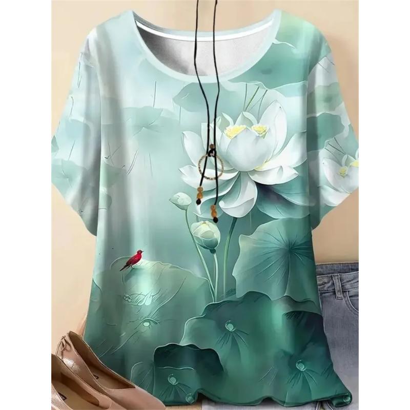 Fashion women s crew neck short sleeve 3D flower color print crew neck T-shirt 6XL
Fashion women s crew neck short sleeve 3D flower color print crew neck T-shirt 6XL