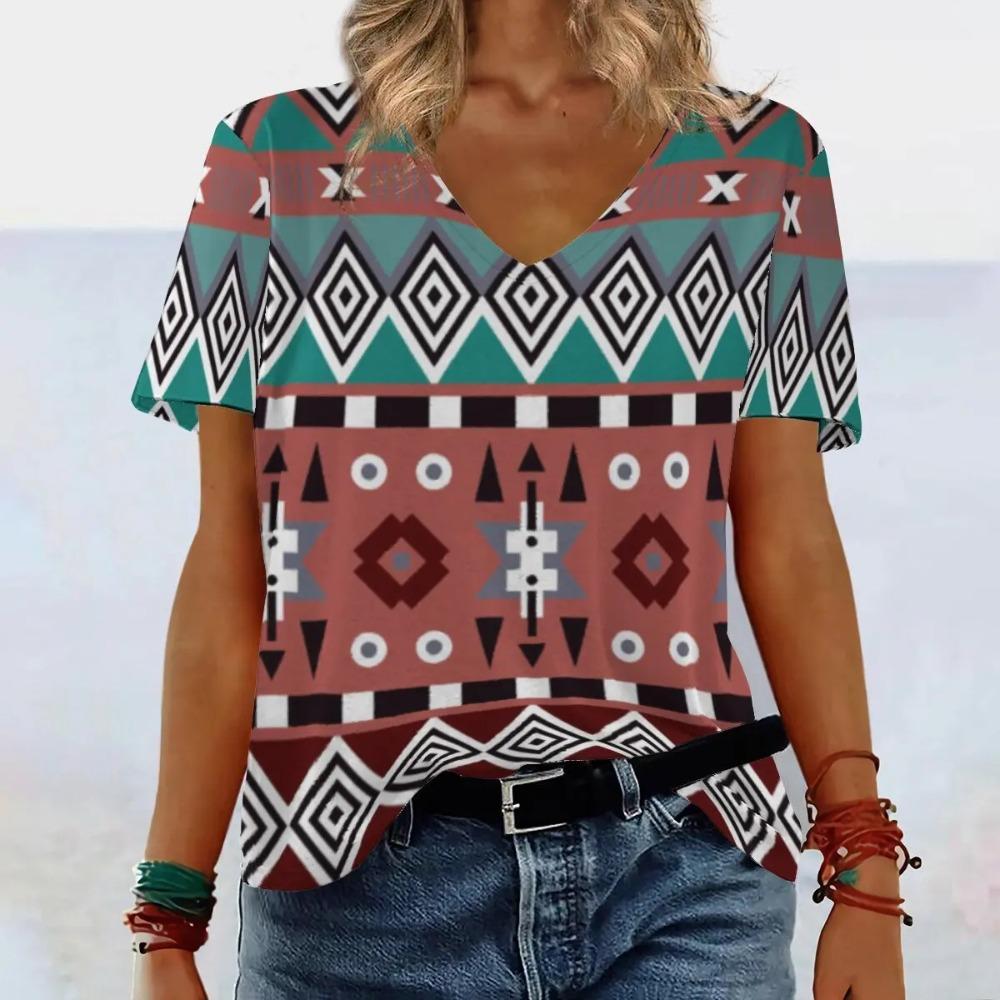 Ethnic Style Geometric 3D Printed Women s Street V-neck Short Sleeved T-shirt S
Ethnic Style Geometric 3D Printed Women s Street V-neck Short Sleeved T-shirt S