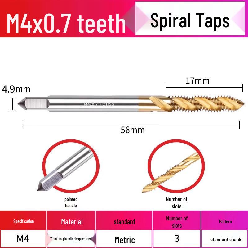 Jundingying M4*0.7 Spiral Titanium Tap Drill Bit
Jundingying M4*0.7 Spiral Titanium Tap Drill Bit