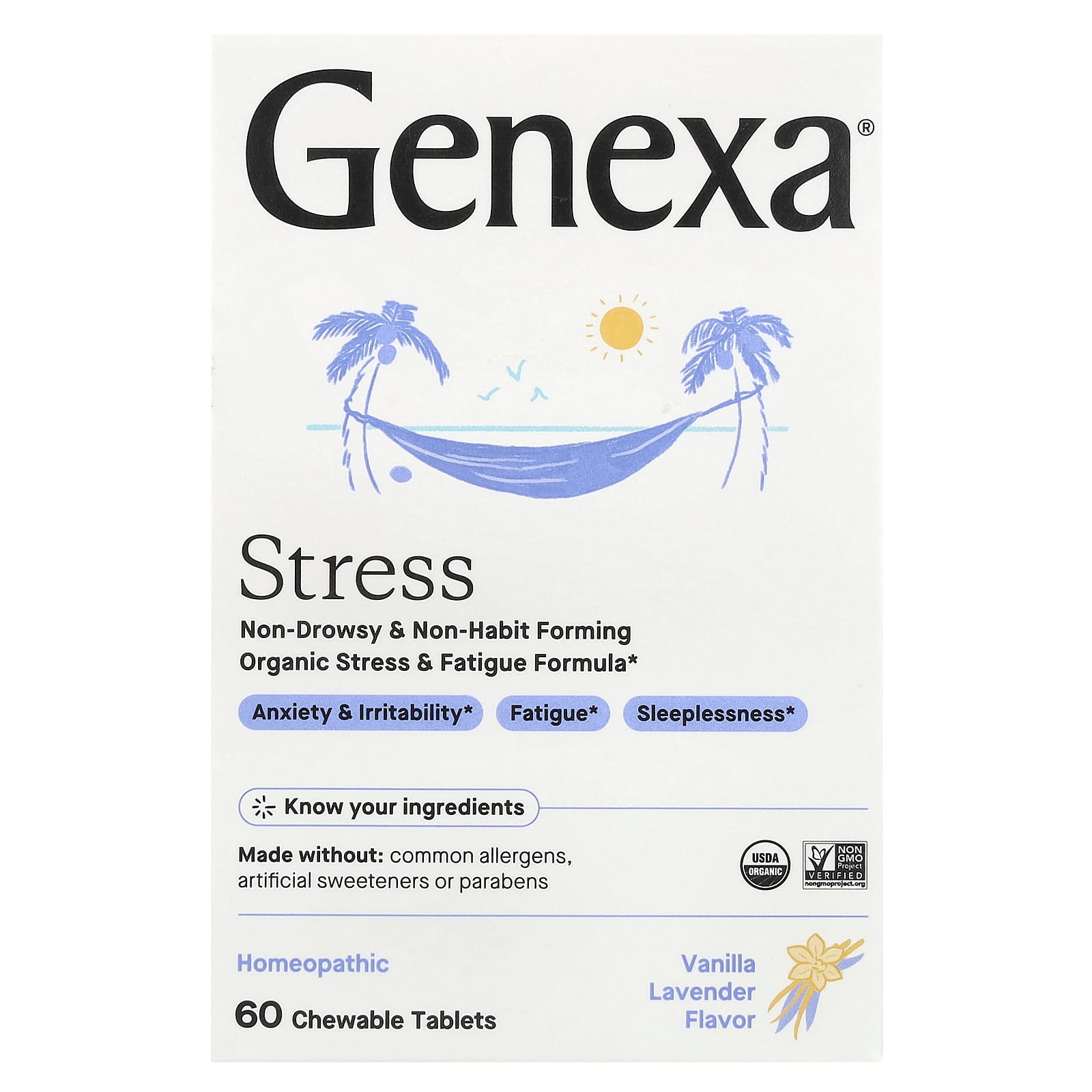 Stress, Organic Stress & Fatigue Formula, Vanilla & Lavender, 60 Chewable Tablets
Stress, Organic Stress & Fatigue Formula, Vanilla & Lavender, 60 Chewable Tablets