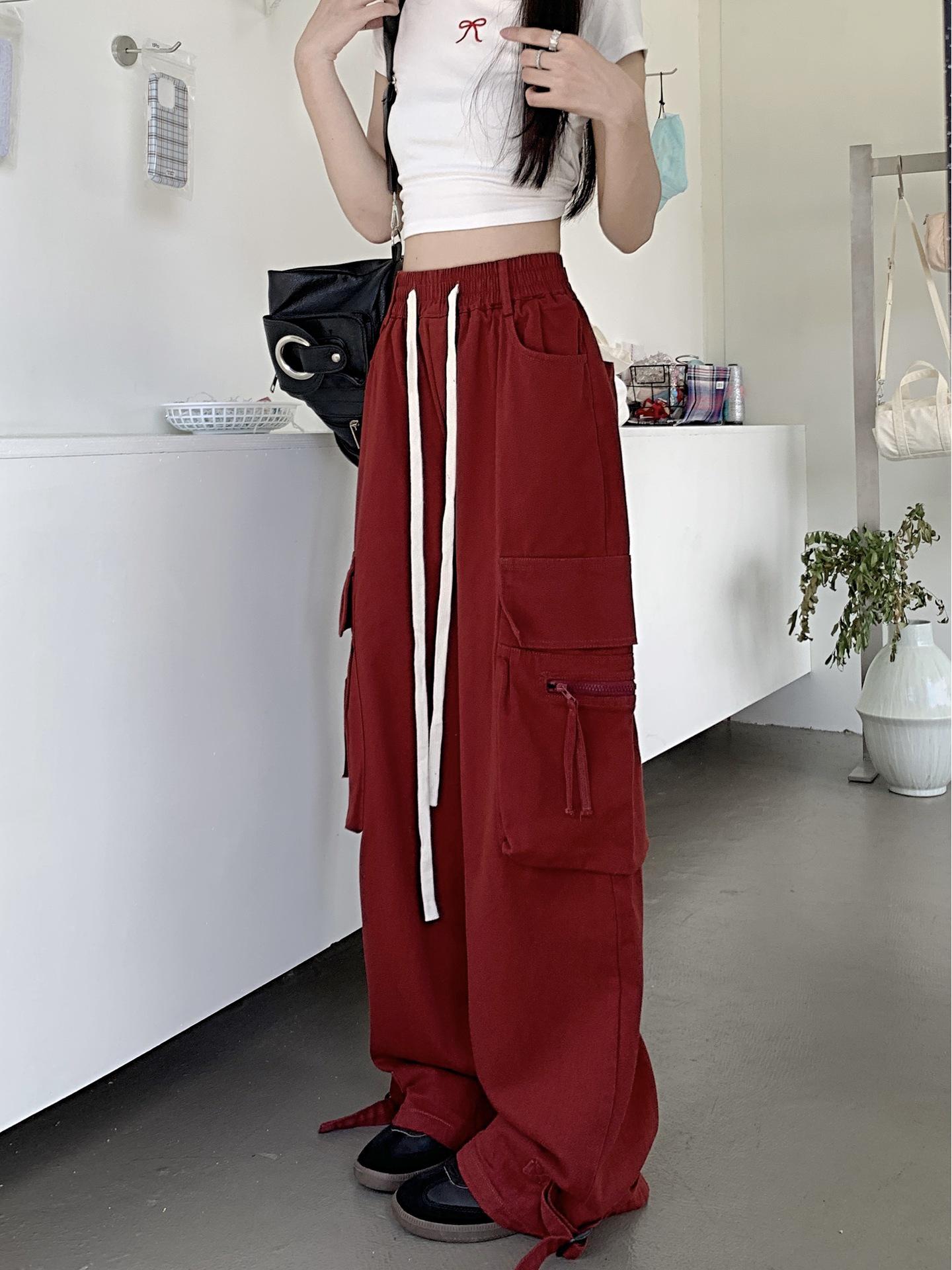 Trendy European & American Oversized Wine Red Cargo Pants - High-End Loose Wide-Leg Design M
Trendy European & American Oversized Wine Red Cargo Pants - High-End Loose Wide-Leg Design M