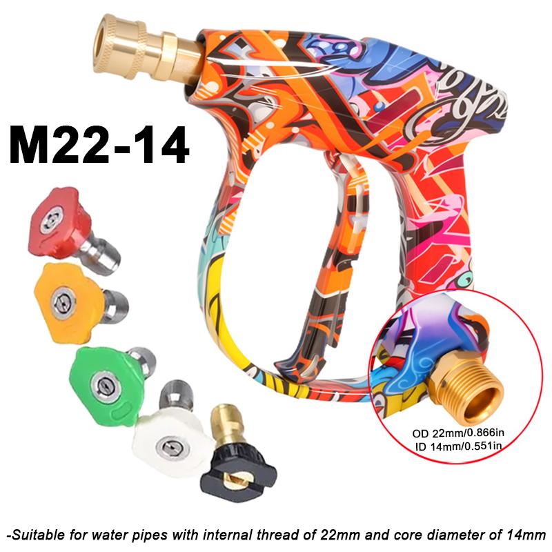 2175PSI High Pressure Washer Gun with Graffiti Design, 5 Nozzles & M22-14/15 Thread - Car/Patio Cleaning
2175PSI High Pressure Washer Gun with Graffiti Design, 5 Nozzles & M22-14/15 Thread - Car/Patio Cleaning