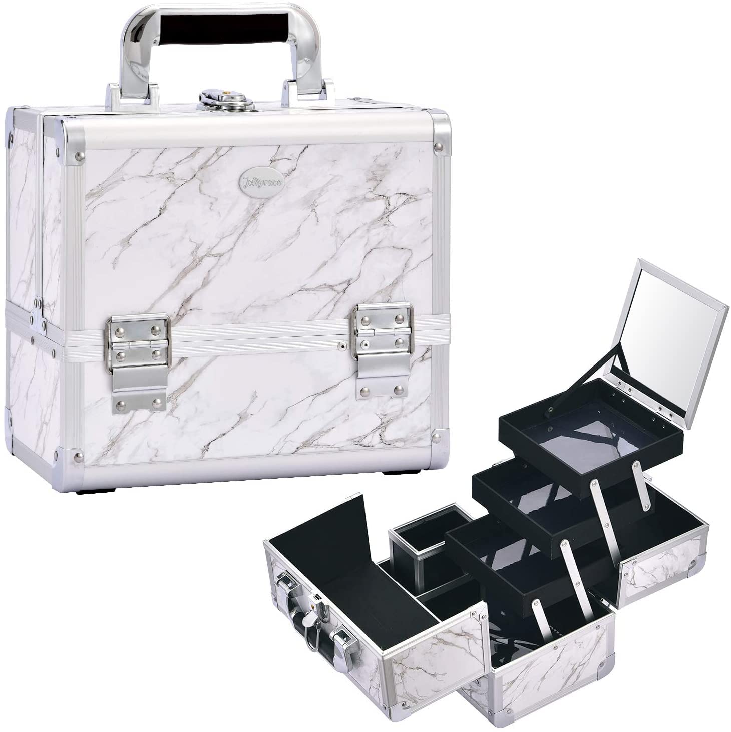 Большая косметическая коробка Hapilife Professional Makeup с 3-ярусным замком для хранения косметики для ногтей, подарочная коробка из мрамора, емкость, зеркало, белый
Большая косметическая коробка Hapilife Professional Makeup с 3-ярусным замком для хранения косметики для ногтей, подарочная коробка из мрамора, емкость, зеркало, белый