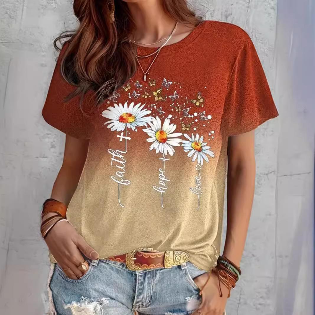 Xia Women s Round Neck T-shirt with 3D Flower Pattern Digital Printing Simple T-shirt S
Xia Women s Round Neck T-shirt with 3D Flower Pattern Digital Printing Simple T-shirt S