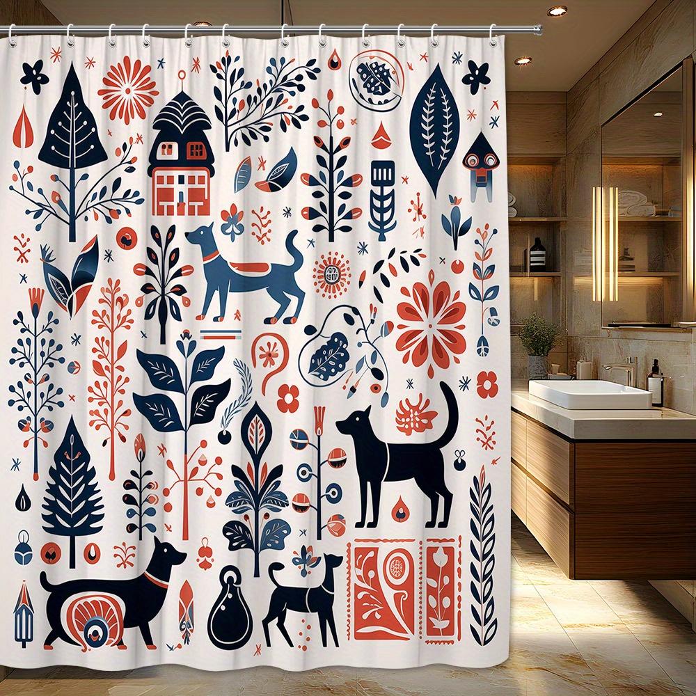 1Pc Nordic-Inspired Polyester Shower Curtain, Whimsical Blue & Black Dogs & Geometric Shapes, Machine Washable, Fashionable Sc W60H190(CM)-1 Pcs
1Pc Nordic-Inspired Polyester Shower Curtain, Whimsical Blue & Black Dogs & Geometric Shapes, Machine Washable, Fashionable Sc W60H190(CM)-1 Pcs