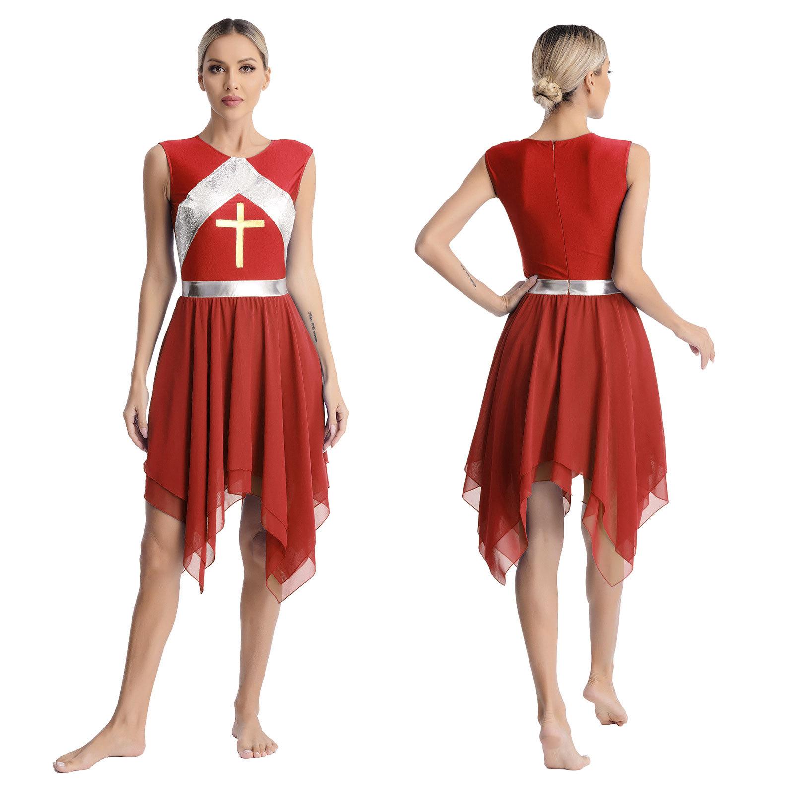 Shiny Metallic Church Dance Dress S-XXL: Cross Sequin Sleeveless Costume, Color Block Patchwork for Sacred Performance XXL бордовий
Shiny Metallic Church Dance Dress S-XXL: Cross Sequin Sleeveless Costume, Color Block Patchwork for Sacred Performance XXL бордовий