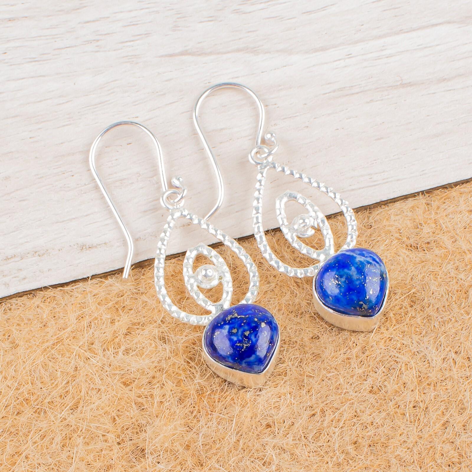 Natural Lapis Lazuli Gemstone 925 Sterling Silver Jewelry Dangle Earrings 2.00 EE-32-24
Natural Lapis Lazuli Gemstone 925 Sterling Silver Jewelry Dangle Earrings 2.00 EE-32-24