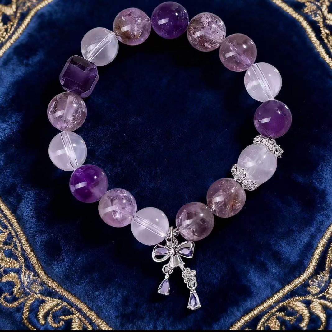 Оптовая продажа Натуральный Аметист Фиолетовый Башня Кристалл Браслет из Белого Кристалла Свежий Модный Бант Женский Новый WHITE
Оптовая продажа Натуральный Аметист Фиолетовый Башня Кристалл Браслет из Белого Кристалла Свежий Модный Бант Женский Новый WHITE