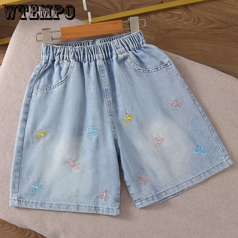 Girls Pants Embroidered Bow Denim Shorts Women s Summer Shorts Design Sense Wide Leg Shorts 170
Girls Pants Embroidered Bow Denim Shorts Women s Summer Shorts Design Sense Wide Leg Shorts 170