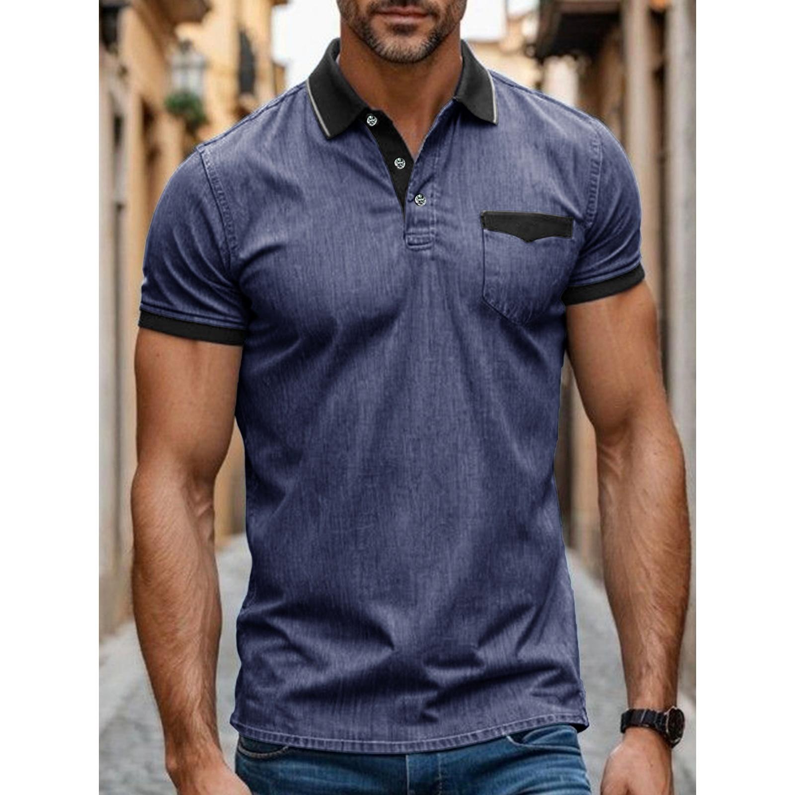 Men s Casual Multi-color Stretch Denim Shirt - Men s Fitted Round-neck T-shirt Short-sleeved Top M
Men s Casual Multi-color Stretch Denim Shirt - Men s Fitted Round-neck T-shirt Short-sleeved Top M