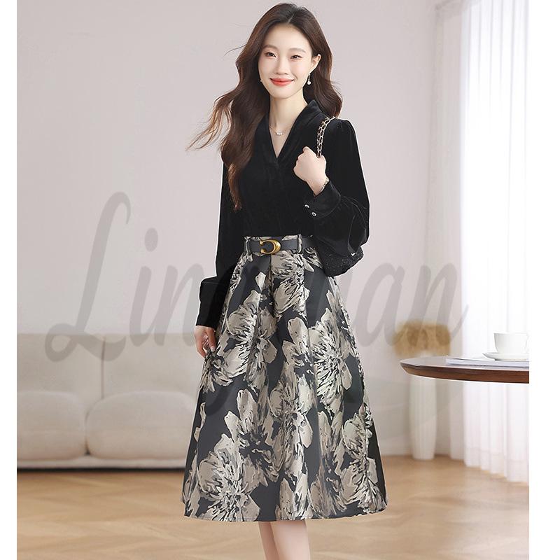 Gold Velvet Jacquard Retro Waist-Cinching Dress for Women - Fall/Winter Collection M чёрный
Gold Velvet Jacquard Retro Waist-Cinching Dress for Women - Fall/Winter Collection M чёрный