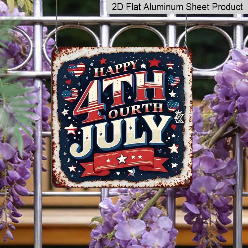2D Flat, 1pc Vintage 4th of July Metal Wall Sign -Aluminum Patriotic Stars & Stripes Decoration with Happy 4th of July Lettering, Red White Blue 20*20cm
2D Flat, 1pc Vintage 4th of July Metal Wall Sign -Aluminum Patriotic Stars & Stripes Decoration with Happy 4th of July Lettering, Red White Blue 20*20cm