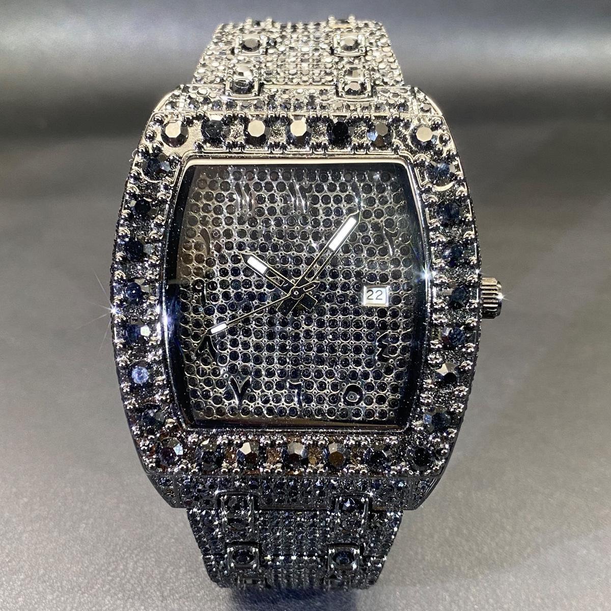 Hip Hop Iced Out Wristwatch Silver Full Rhinestone Luxury Men s Barrel Case Quartz Watch чорний
Hip Hop Iced Out Wristwatch Silver Full Rhinestone Luxury Men s Barrel Case Quartz Watch чорний
