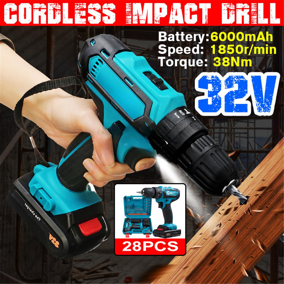 2-скоростная 32 В аккумуляторная ударная дрель с литий-ионным аккумулятором, электрическая отвертка, электропривод 3 В 1 со светодиодной подсветкой
2-скоростная 32 В аккумуляторная ударная дрель с литий-ионным аккумулятором, электрическая отвертка, электропривод 3 В 1 со светодиодной подсветкой