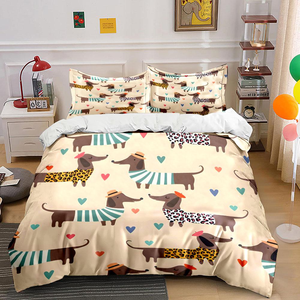 Dachshunds, hearts, striped scarves. Bedding sets Duvet cover sets Duvet covers Pillowcases(1 * Duvet Cover 2 * Pillowcases without duvet insert) 135x200cm
Dachshunds, hearts, striped scarves. Bedding sets Duvet cover sets Duvet covers Pillowcases(1 * Duvet Cover 2 * Pillowcases without duvet insert) 135x200cm