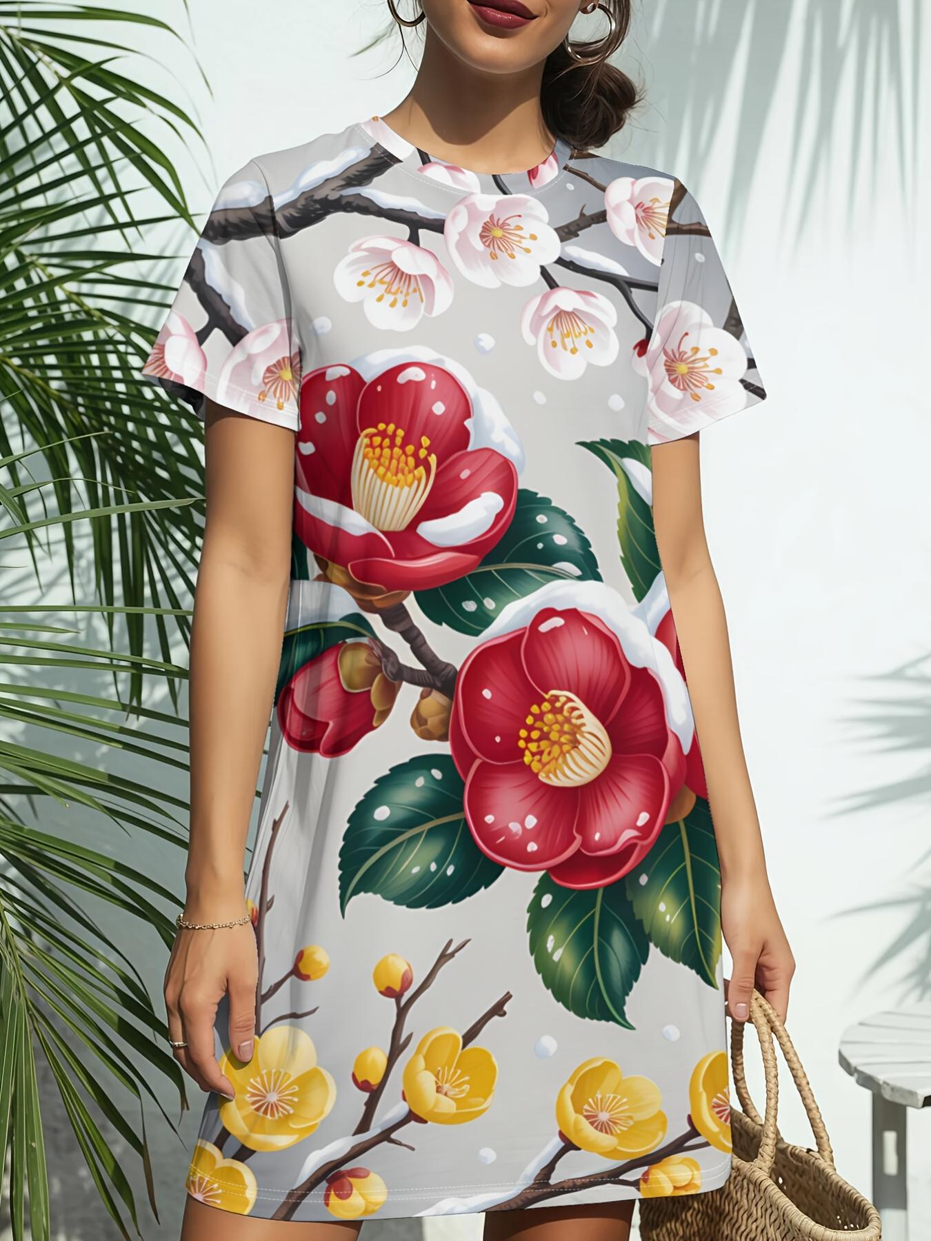 Новое женское платье-футболка с круглым вырезом и коротким рукавом от Plum Blossom Art отражает американские модные тенденции с цифровыми принтами. Идеально для повседневной весенней A 9XL дубильная кора
Новое женское платье-футболка с круглым вырезом и коротким рукавом от Plum Blossom Art отражает американские модные тенденции с цифровыми принтами. Идеально для повседневной весенней A 9XL дубильная кора
