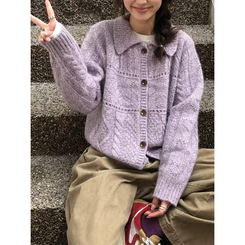 Вязаный кардиган с лацканами в стиле ретро, осенне-зимний новый свободный свитер-жакет с длинными рукавами для женщин one size fits all фиолетовый
Вязаный кардиган с лацканами в стиле ретро, осенне-зимний новый свободный свитер-жакет с длинными рукавами для женщин one size fits all фиолетовый