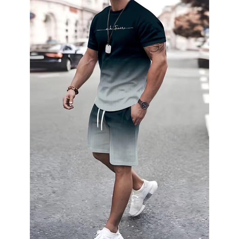 Men s Two-Piece 3D Letter Stripe Gradient Color Print T shirt Shorts Set Fashion Outdoor Casual Men Women Sports T-shirt Outfits 5XL
Men s Two-Piece 3D Letter Stripe Gradient Color Print T shirt Shorts Set Fashion Outdoor Casual Men Women Sports T-shirt Outfits 5XL